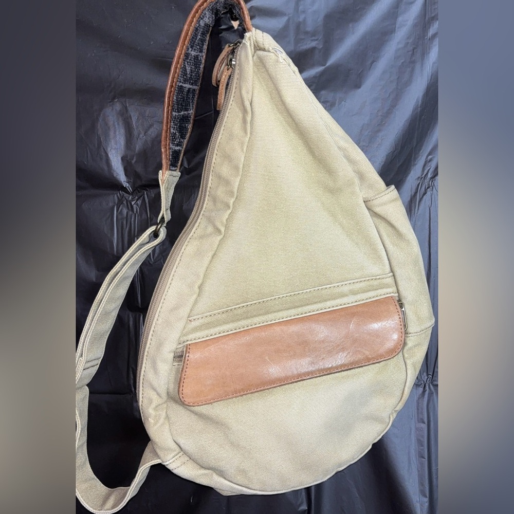 Vintage 90s LL Bean Ameribag Healthy Back Bag Crossbody Sling Canvas/Leather